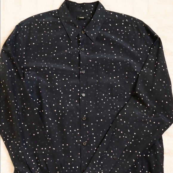 *SOLD* (Sample) Vince Pencil Dot Shirt Coastal Blue - Picture 2 of 4